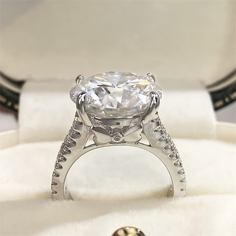 Women's Moissanite Engagement Ring 10ct Silver 18K Gold Plated Wedding Band for Daily Wear and Valentine's Day Gift