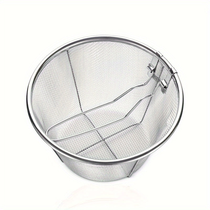 Cesta de acero inoxidable para freír con asa, colador plegable para cocinar y freír