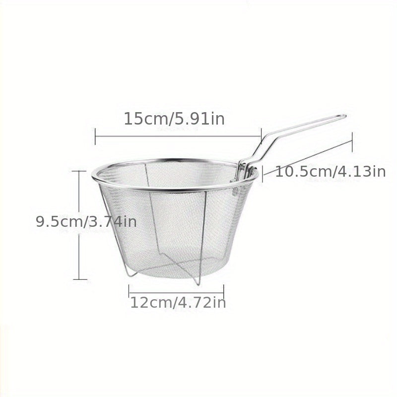 Cesta de acero inoxidable para freír con asa, colador plegable para cocinar y freír