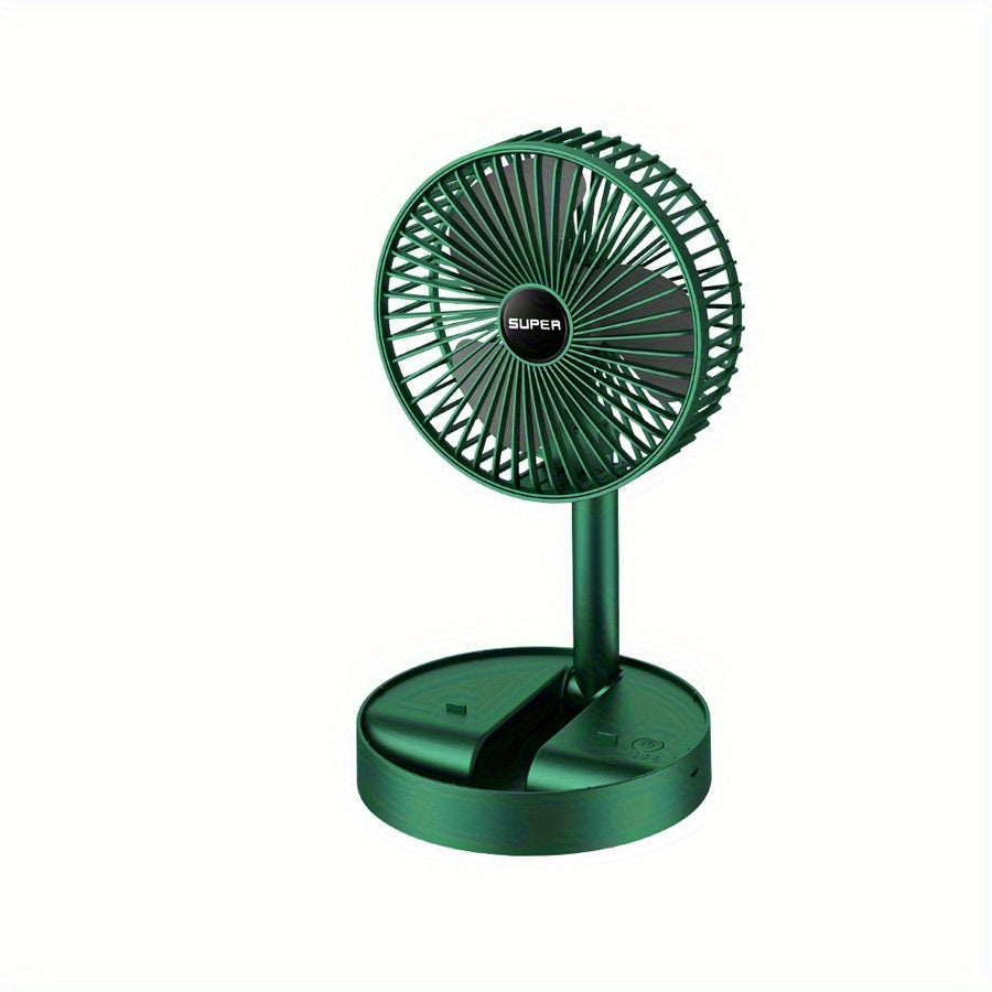 Portativ Qiyshayuvchi Ventilyator - Qulay va Ko'p Maqsadli, USB orqali Zaryadlanadigan, Stol va Tashqi Foydalanish uchun, Oq Rang, Ichki Lityum Batareya va Quvvat Kabeli bilan Birga Keltirilgan