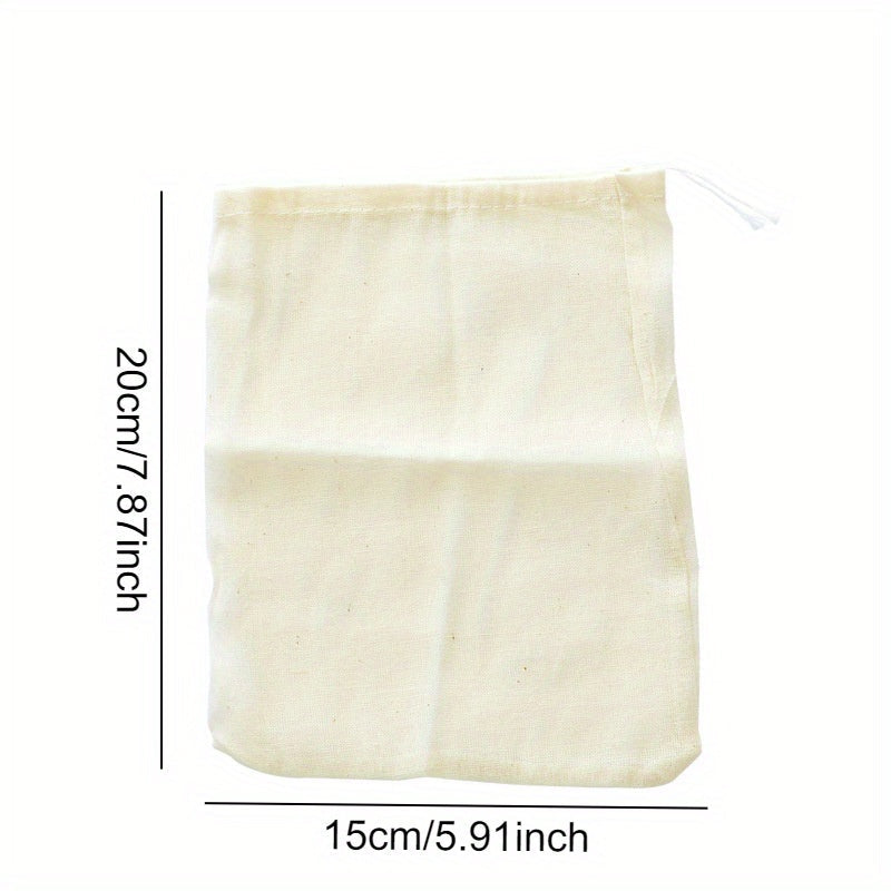 2 ta Muslin tortish qopqog'i choy sumkasi, choy, sho'rva va ziravorlar saqlash uchun mustahkam to'r filtr sumkalari