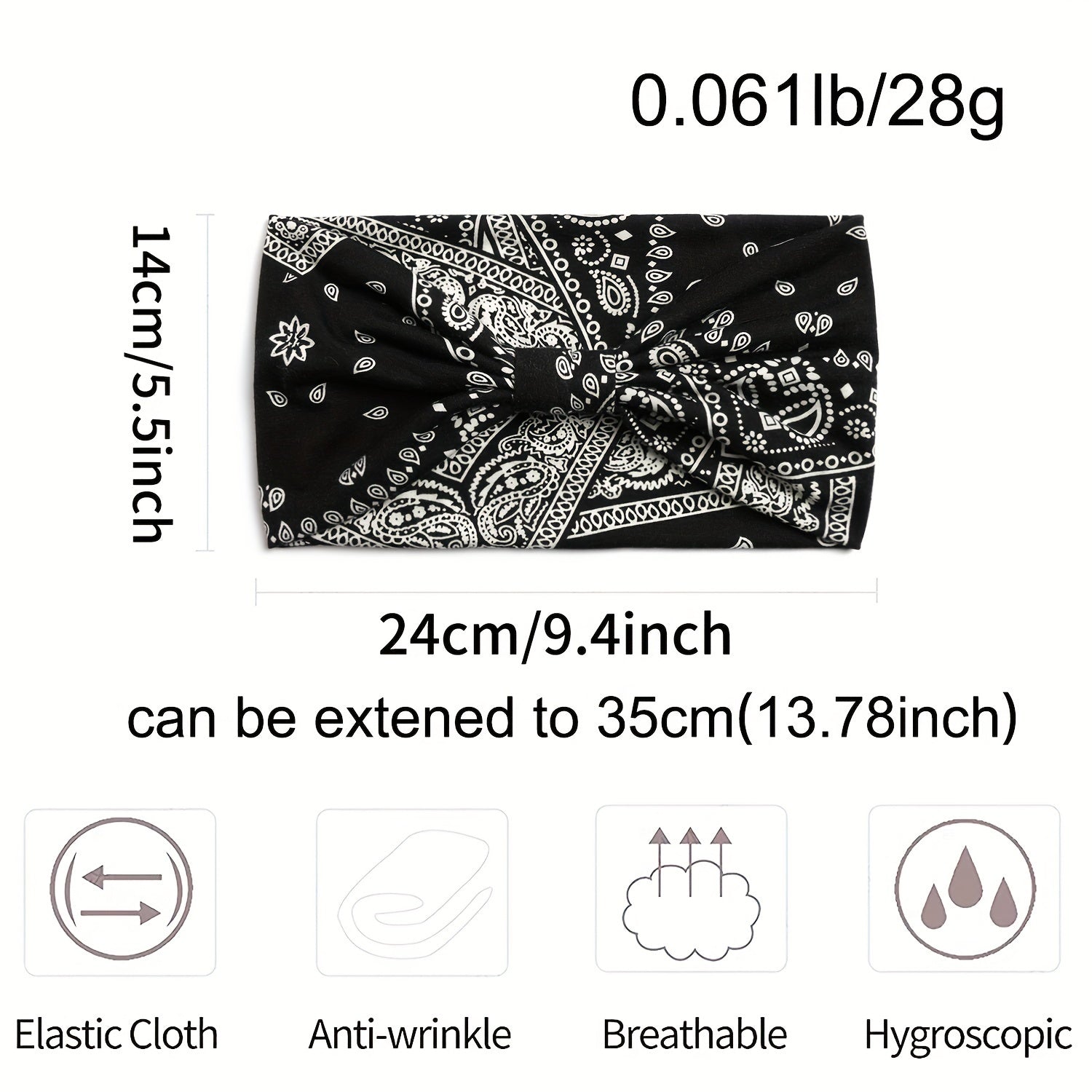 Set of 4 Ethnic Paisley Headscarves for Women Yoga Hair Accessories Autumn Winter