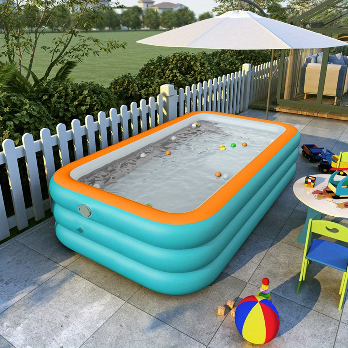 Inflatable Pool with Ocean Balls for Family Home Use