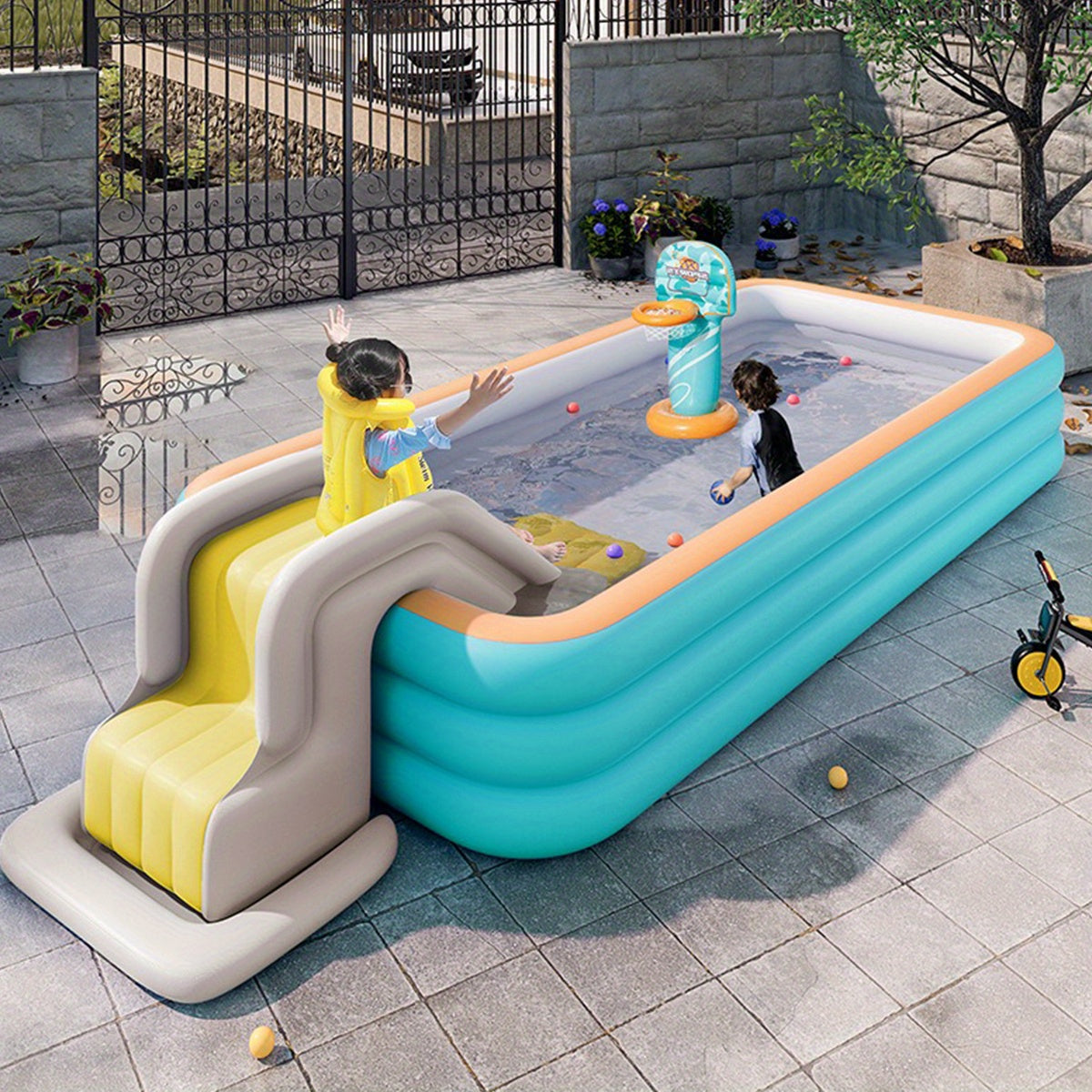 Inflatable Pool with Ocean Balls for Family Home Use