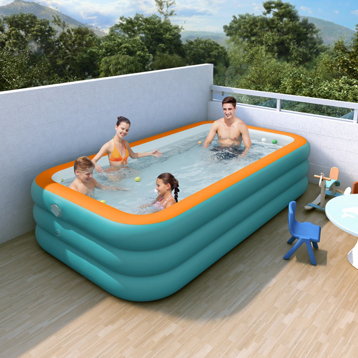 Inflatable Pool with Ocean Balls for Family Home Use