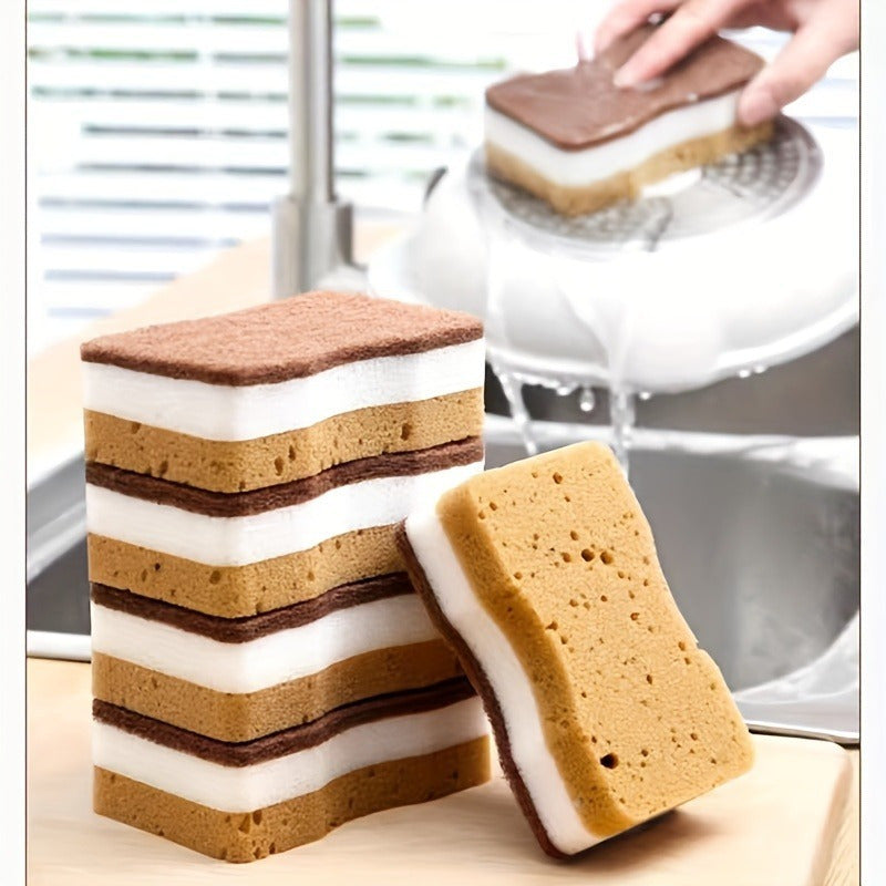 5, 10 yoki 20 ta qopqoqsiz tozalash gubkalari, 3 qatlamli. Ikki tomonlama tozalash padlari va yuqori singdirish qobiliyatiga ega. Oshxona, idish yuvish, uy va maktab tozalash ehtiyojlari uchun ideal.