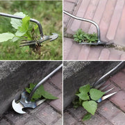 Metal Garden Weeding Tool with 4-Prong Curved Design for Narrow Spaces