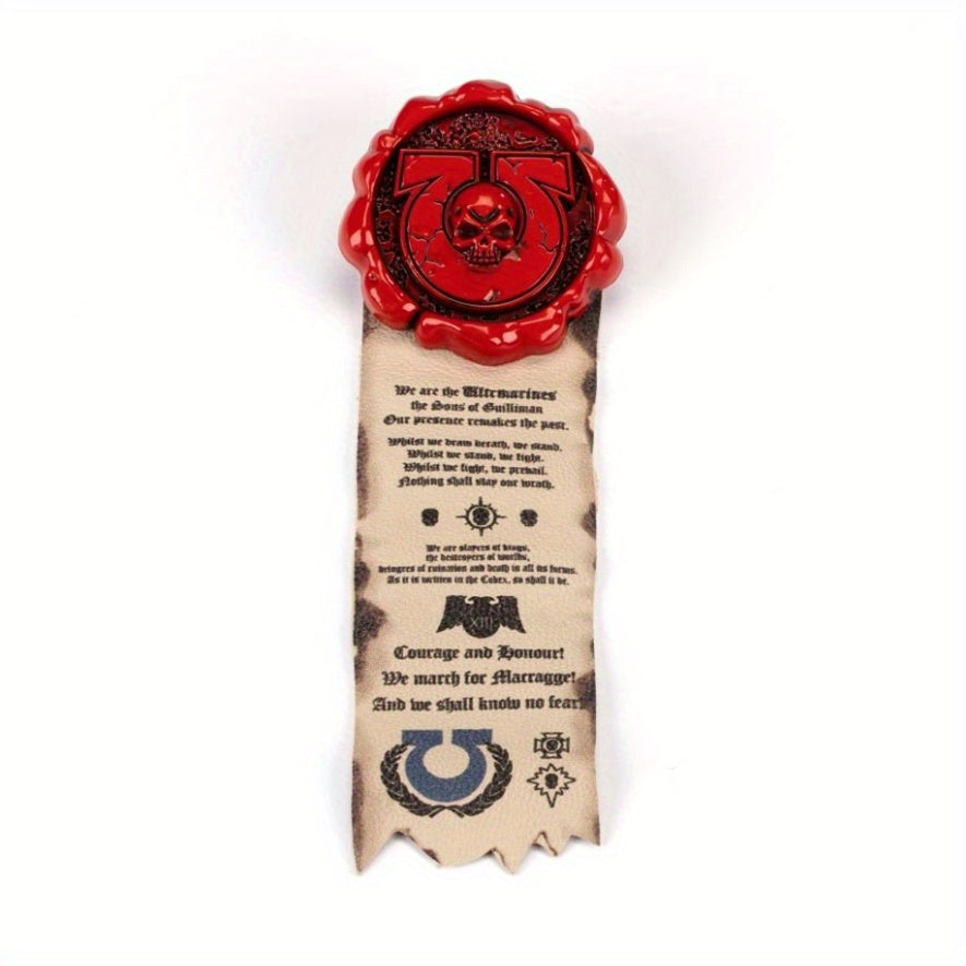 Готическая красная скелетная головная булавка - винтажная медная брошь с печатью чистоты 40K Aquila, с эмблемой имперского черепа, вдохновленная Adeptus Mechanicus, идеальный подарок для геймеров