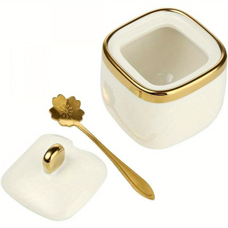 Set of 3 Porcelain Condiment Jars with Lids for Spices Sugar and Seasonings