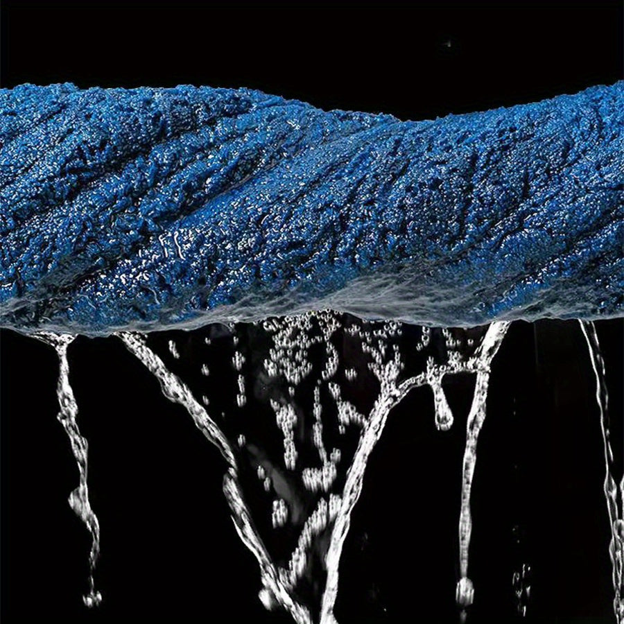 Oversized Cotton Bath Towel Beige and Blue Striped Soft Absorbent Spa Home Use