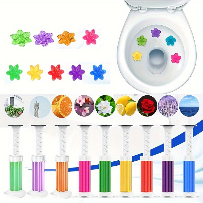Scented Toilet Gel Stamp Kit with Air Freshener Flowers for Bathroom Use