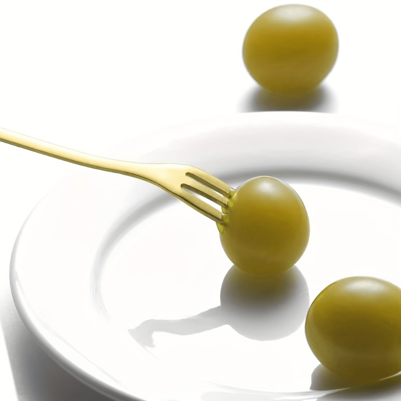 20 ta zanglamaydigan po'latdan yasalgan mini vilkalar va qoshiqchalardan iborat to'plam, oltin barg dizayni bilan