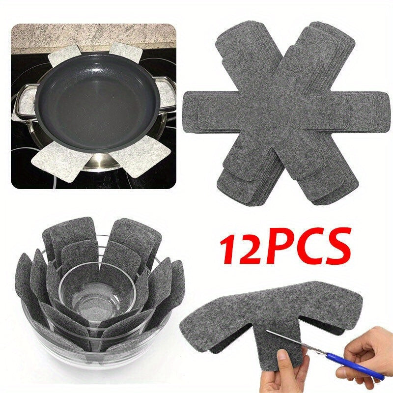 Non-Stick Felt Pads Set of 12 Scratch-Resistant Protectors for Pots and Pans