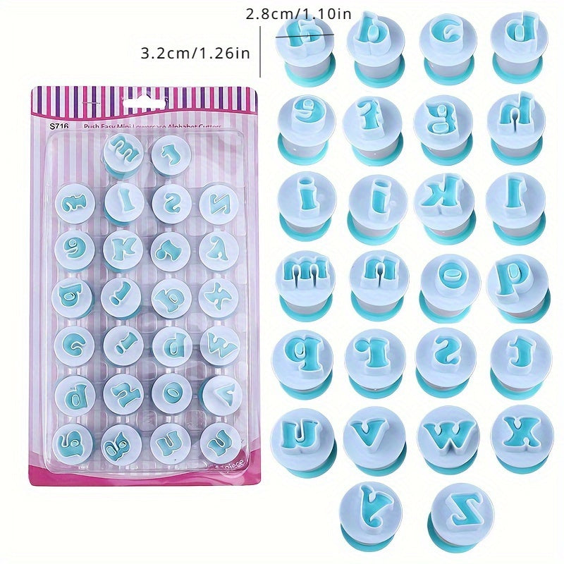 Set of 26 Alphabet and Number Cookie Fondant Cutters for Baking and Cake Decorating