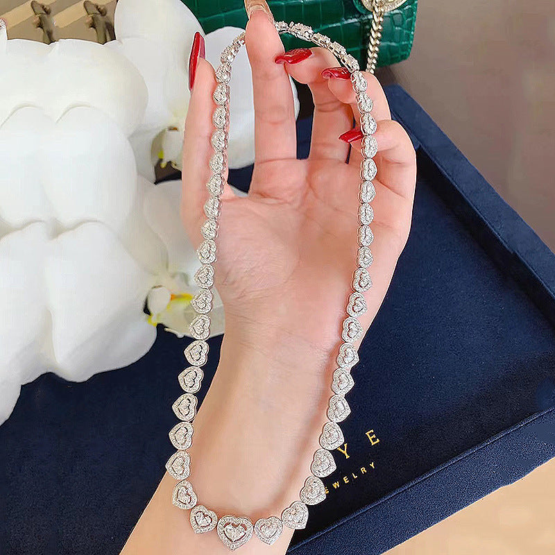 Heart-Shaped Synthetic Gemstone Necklace Sterling Silver No Plating for Women