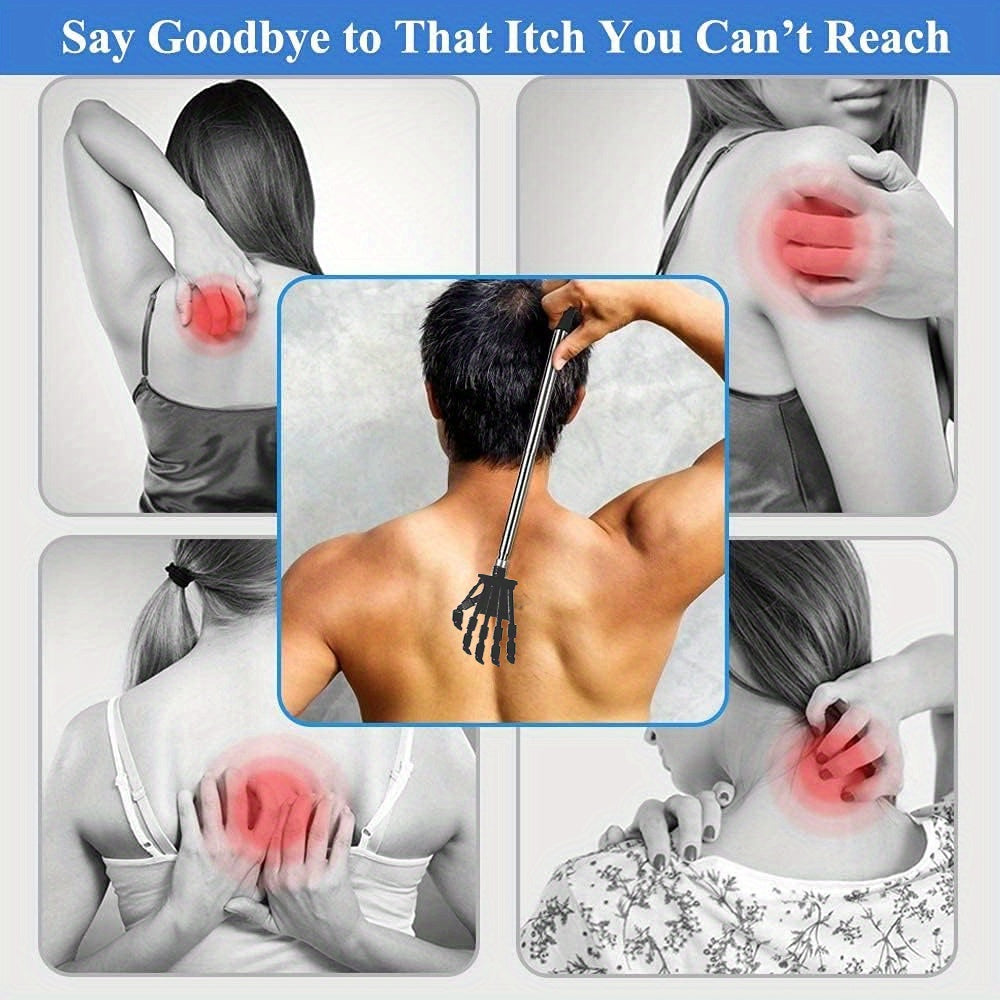 Stainless Steel Telescopic Back Scraper with Rubber Handle for Massage and Relief