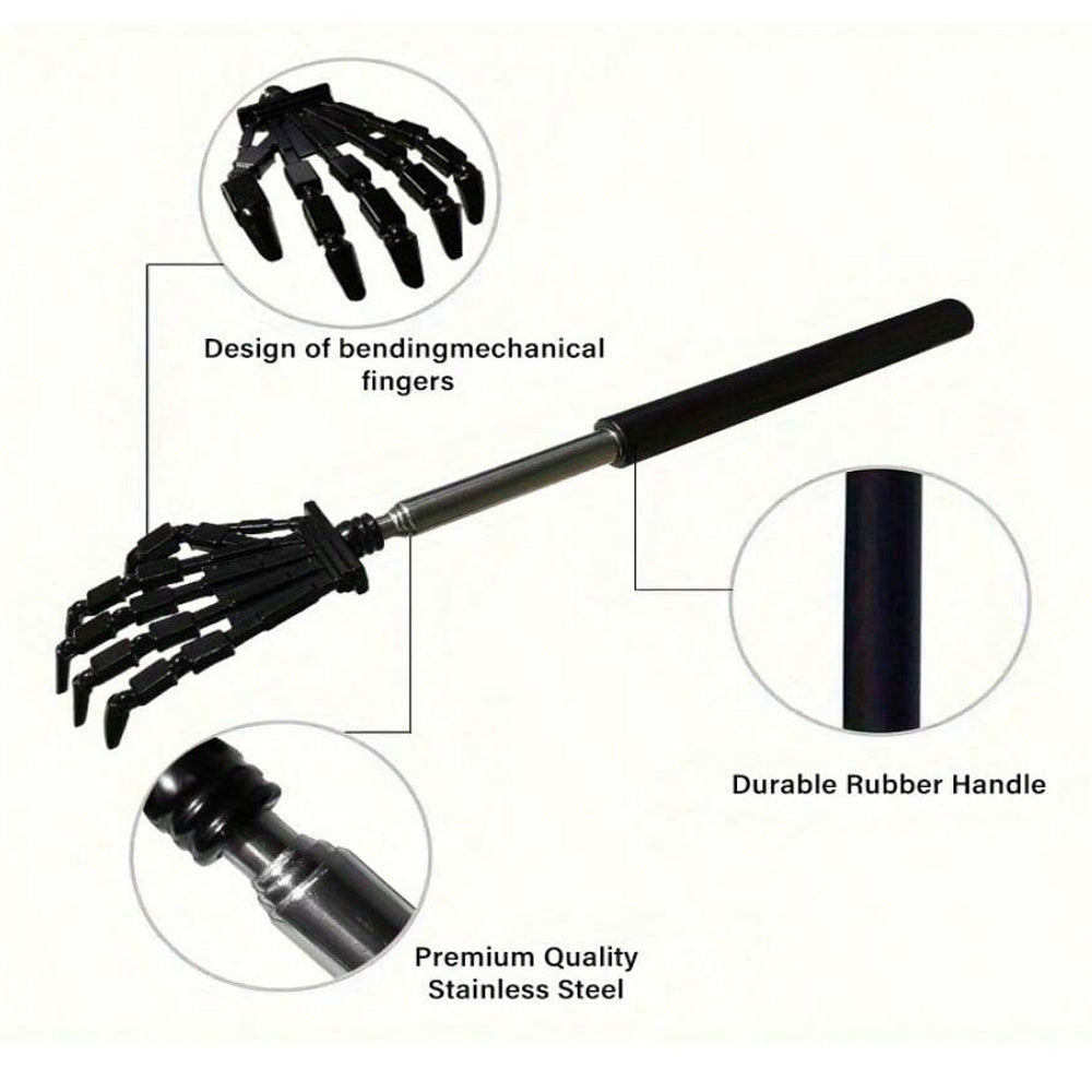 Stainless Steel Telescopic Back Scraper with Rubber Handle for Massage and Relief