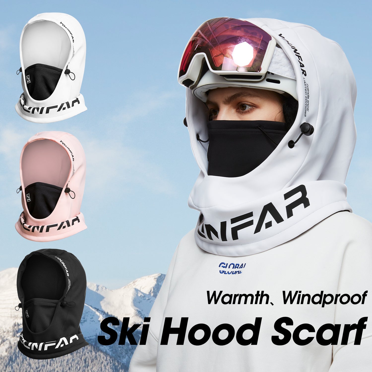 Winter Windproof Hooded Scarf with Balaclava for Skiing and Snowboarding
