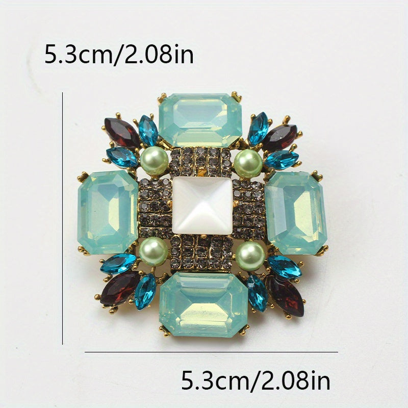 Vintage Water Drill Brooch for Ladies Jelly Colors Baroque Cross Jewelry