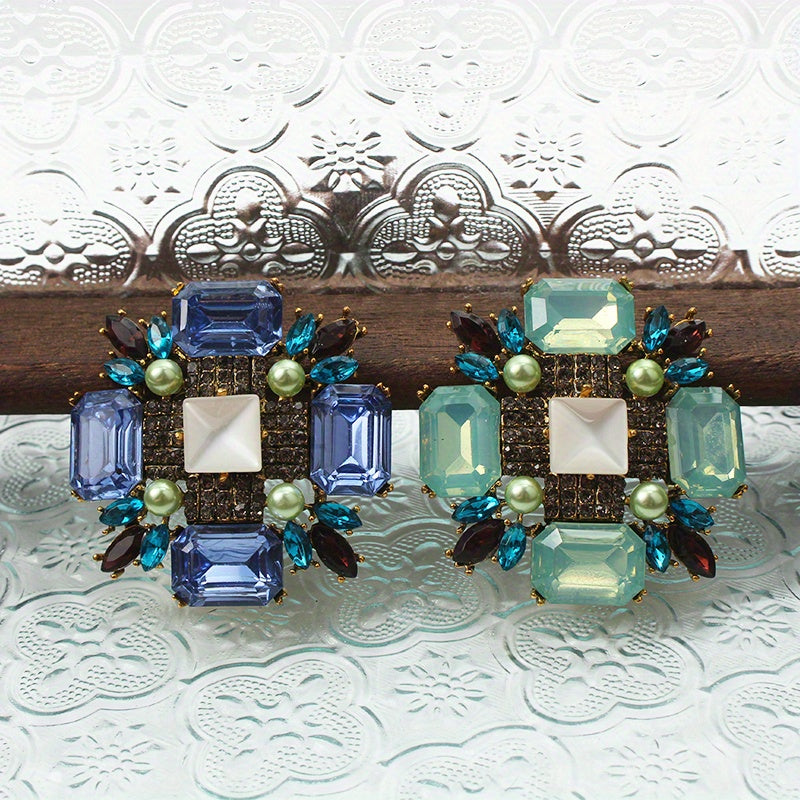 Vintage Water Drill Brooch for Ladies Jelly Colors Baroque Cross Jewelry