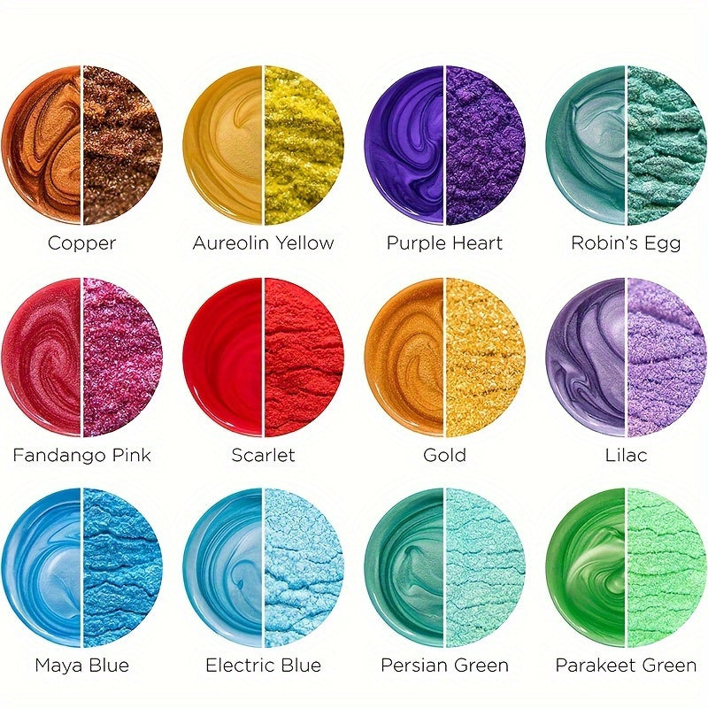 10 Vibrant 20ml Mica Powder Colors for Resin and Candle Making Non-Toxic Glitter Pigment Set