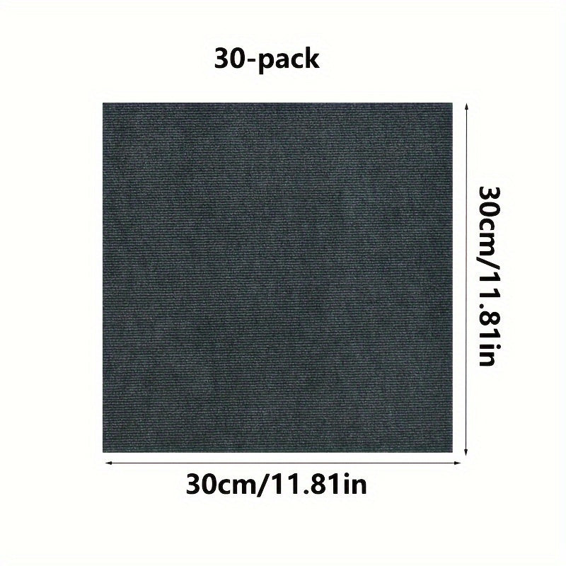 30-Pack Self-Adhesive Carpet Floor Tiles Shapes and Stripes 30x30 cm for Office Balcony