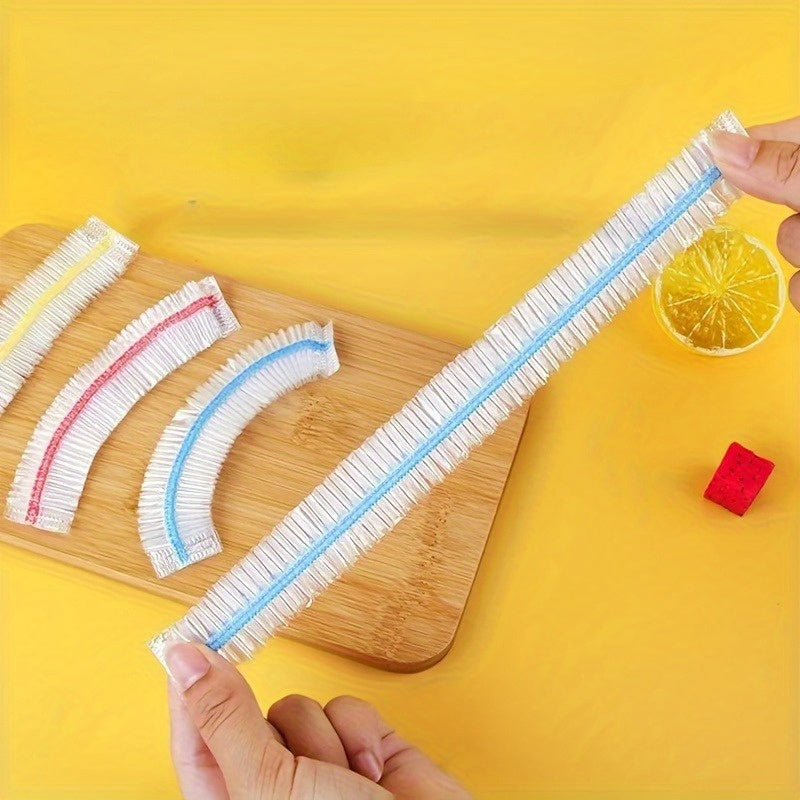 300 ta qayta ishlatiladigan elastik oziq-ovqat idishlari qopqog'i, cho'ziluvchan silikondan tayyorlangan, idishlar va plastinkalarni yopiq holda saqlash uchun ideal