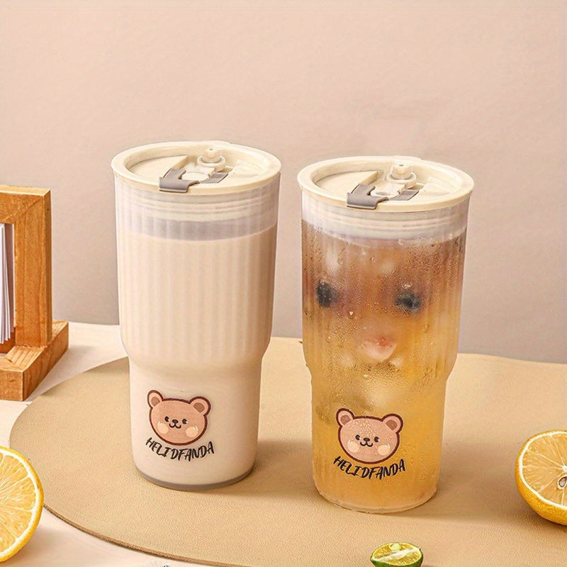 Cute Plastic Water Bottle for Kids Leak-Proof Travel Tumbler with Handle