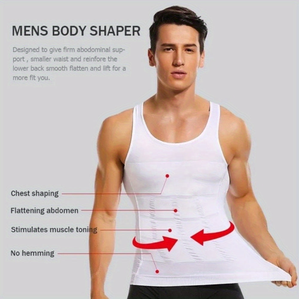Men's Contouring Vest and Shirt Set Slimming Waist Breathable Nylon Support