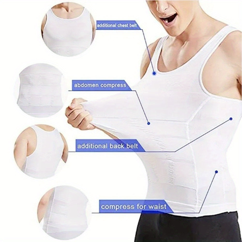 Men's Contouring Vest and Shirt Set Slimming Waist Breathable Nylon Support