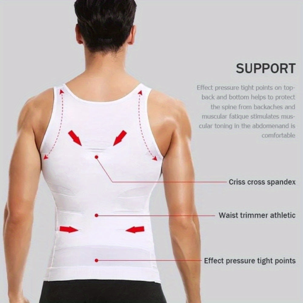 Men's Contouring Vest and Shirt Set Slimming Waist Breathable Nylon Support