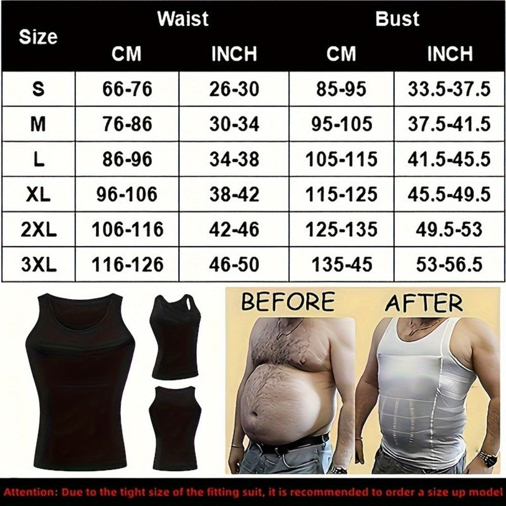 Men's Contouring Vest and Shirt Set Slimming Waist Breathable Nylon Support