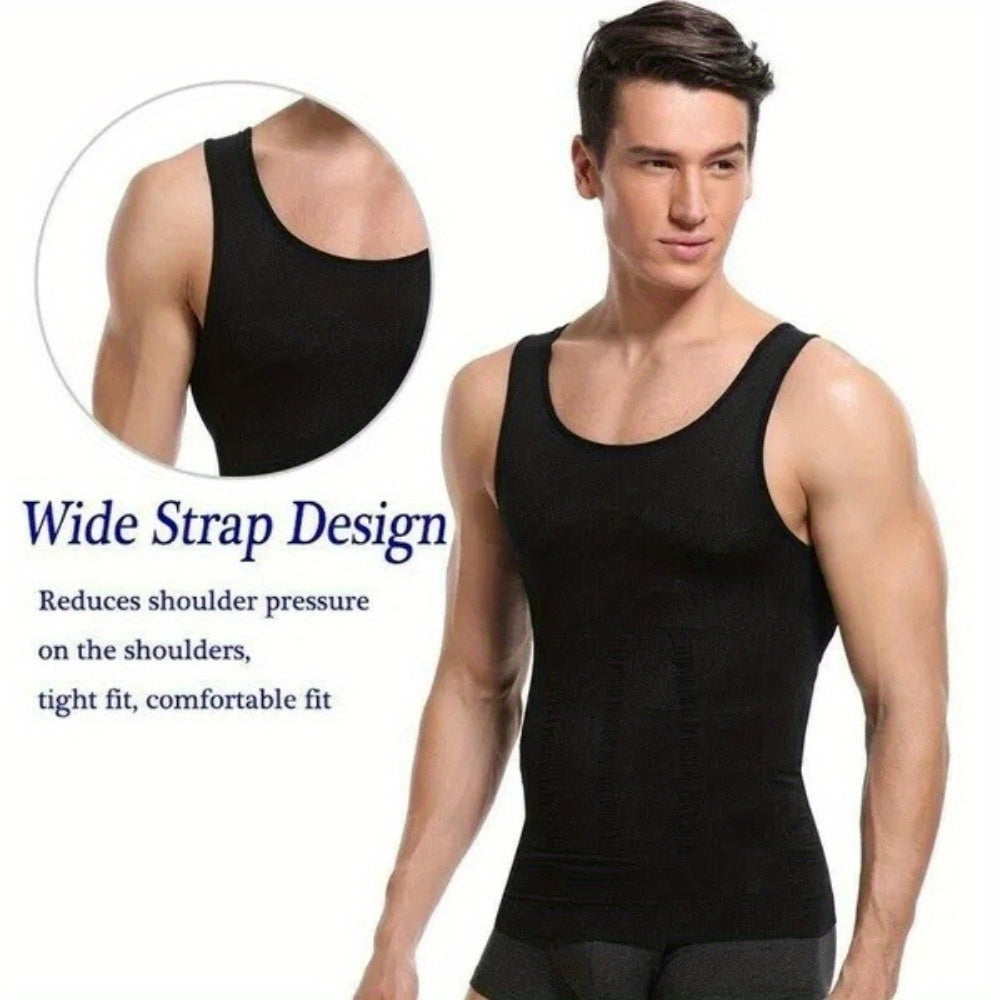 Men's Contouring Vest and Shirt Set Slimming Waist Breathable Nylon Support