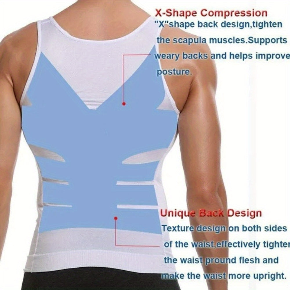 Men's Contouring Vest and Shirt Set Slimming Waist Breathable Nylon Support