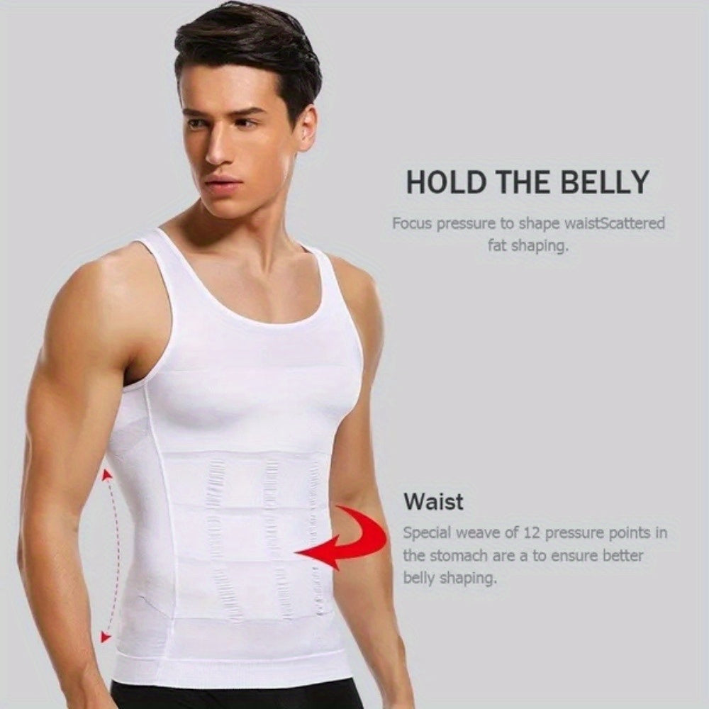 Men's Contouring Vest and Shirt Set Slimming Waist Breathable Nylon Support