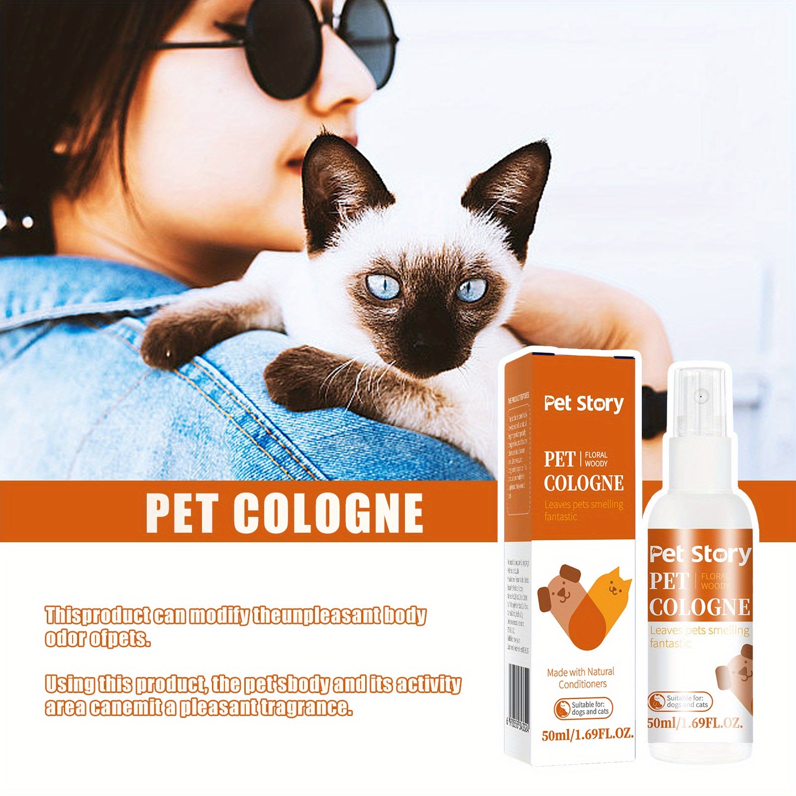 Pet Cologne Spray for Cats and Dogs Lavender Citrus Scent 1.69oz Natural Ingredients