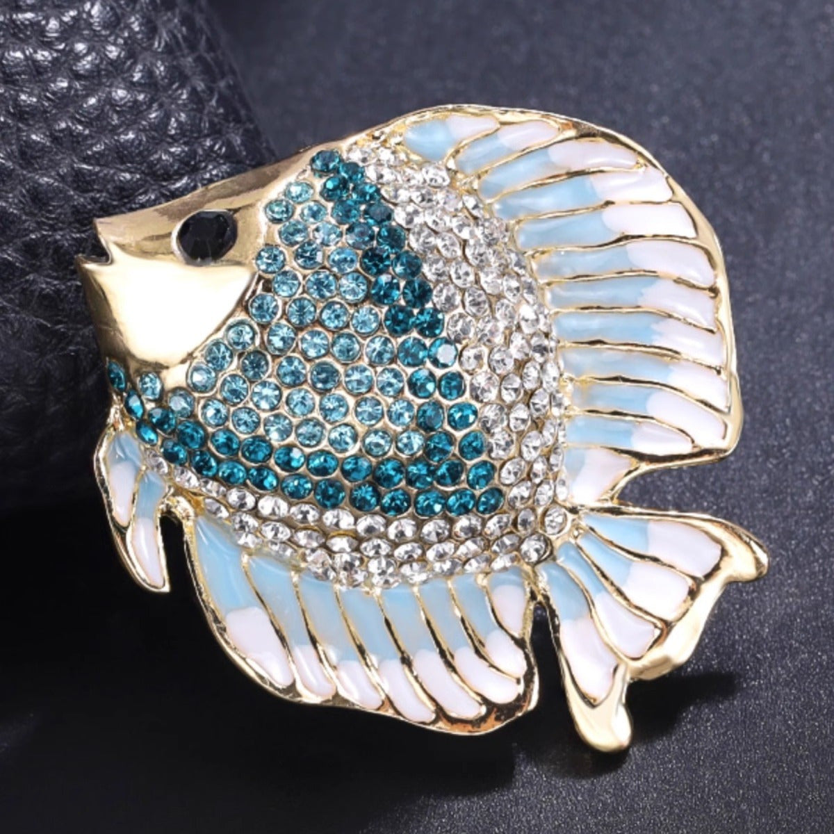 Women's Ocean Blue Halibut Brooch for Coats and Sweaters