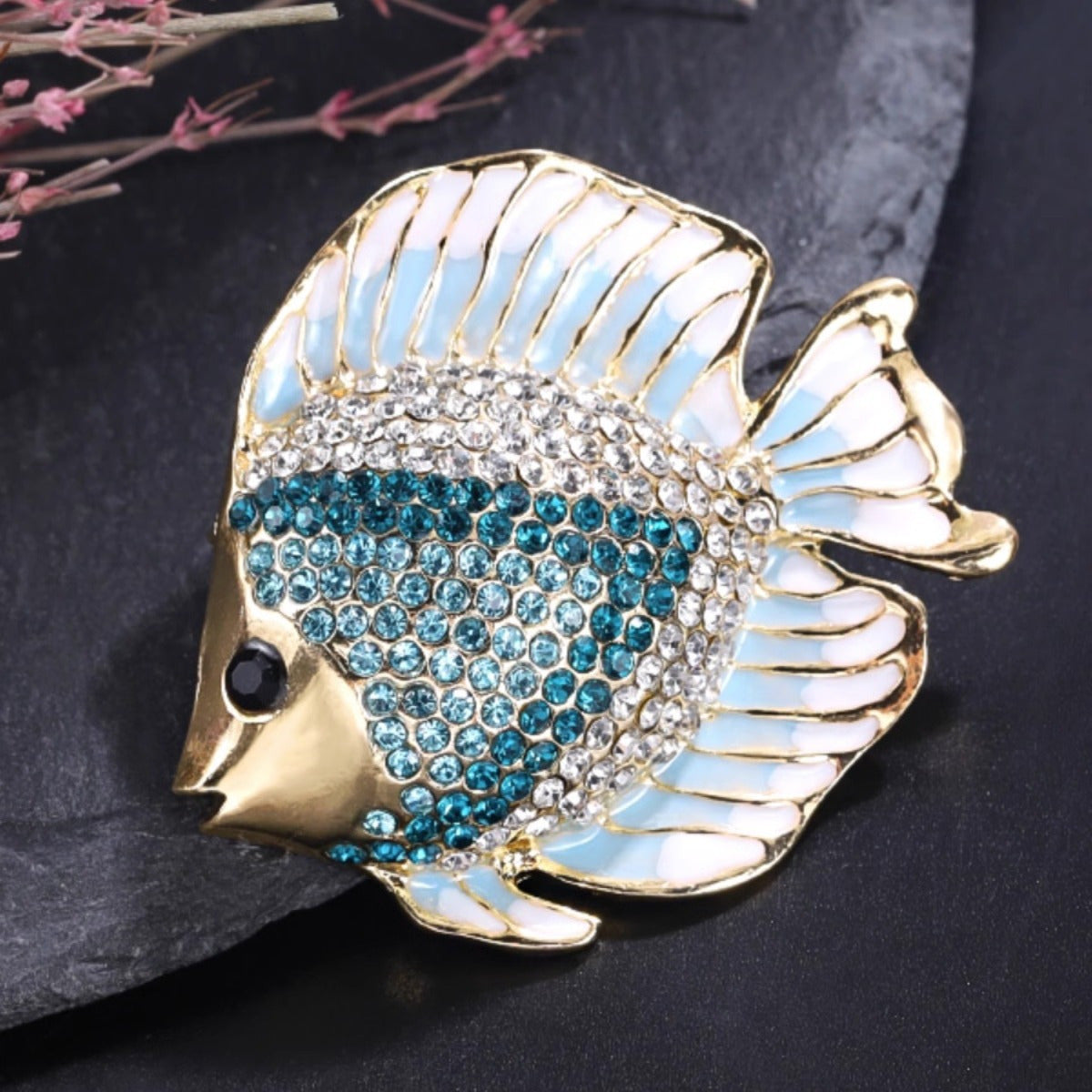 Women's Ocean Blue Halibut Brooch for Coats and Sweaters