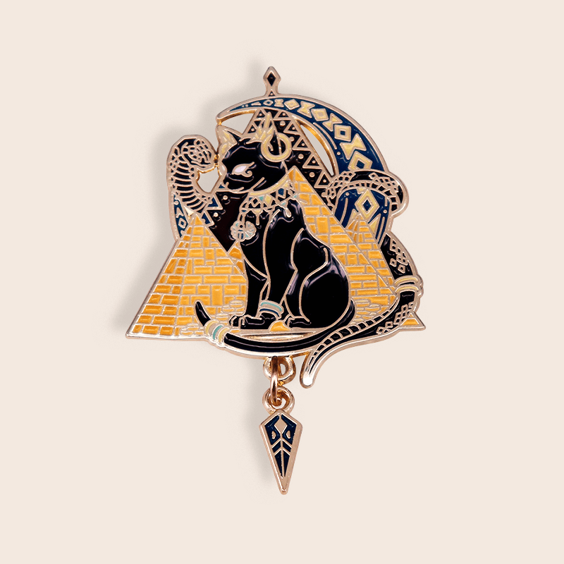 Vintage-Inspired Pharaoh Cat Brooch Pin Alloy Elegant Jewelry for Clothes Hats Backpacks