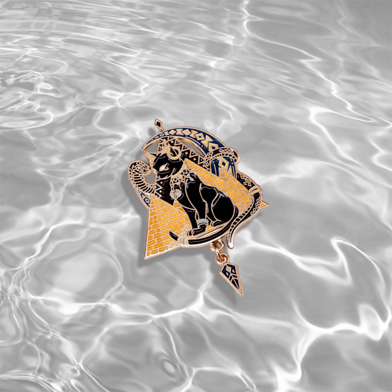 Vintage-Inspired Pharaoh Cat Brooch Pin Alloy Elegant Jewelry for Clothes Hats Backpacks