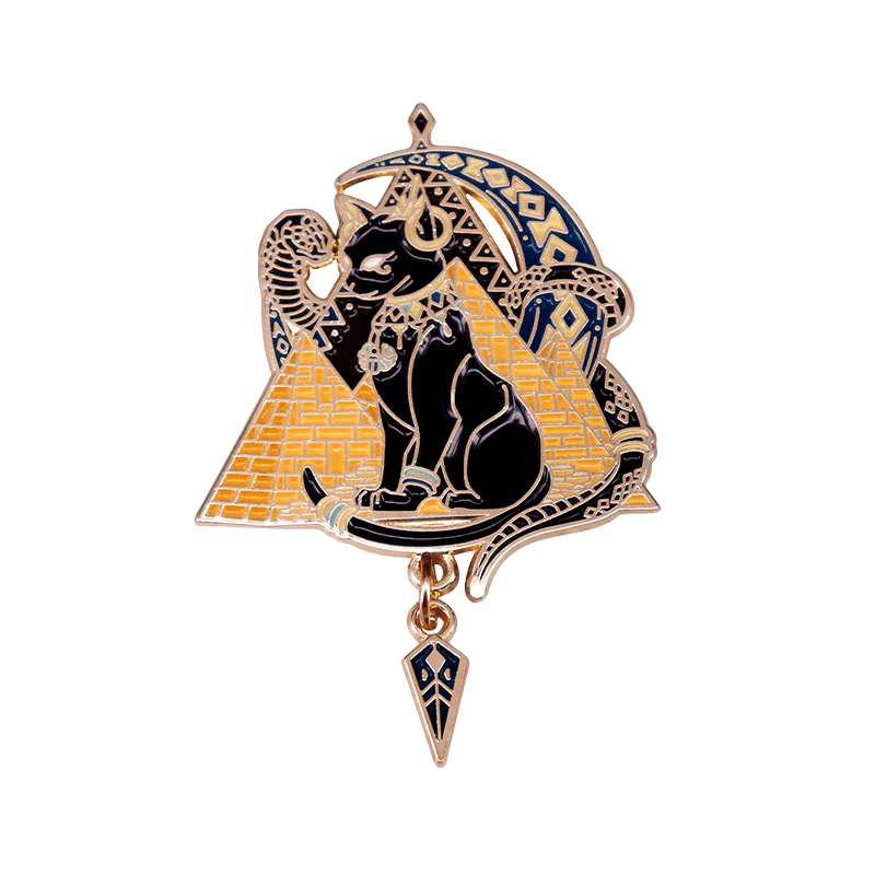 Vintage-Inspired Pharaoh Cat Brooch Pin Alloy Elegant Jewelry for Clothes Hats Backpacks