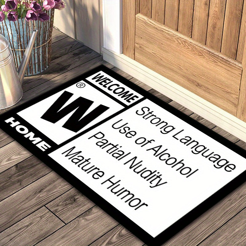 Flannel Door Mat Non-Slip Entryway Rug with Letter Print Easy to Clean