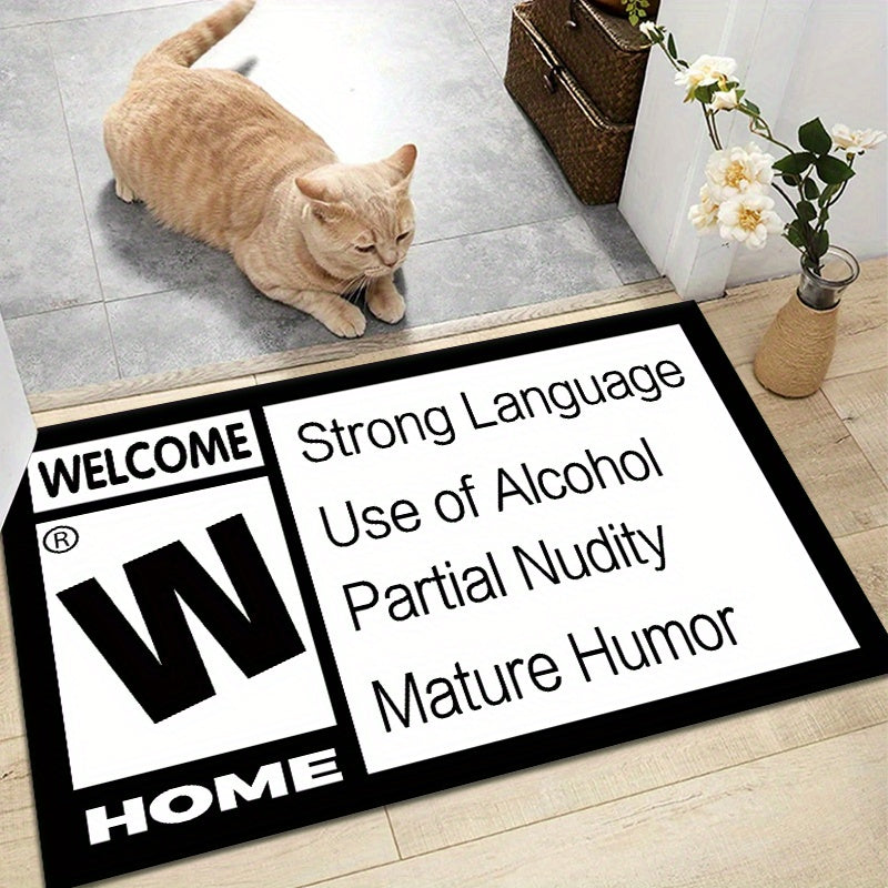 Фланелевый коврик для двери с принтом уютных букв — нескользящий, легко чистящийся коврик для прихожей, для украшения дома