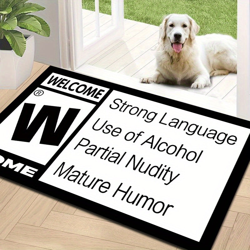 Flannel Door Mat Non-Slip Entryway Rug with Letter Print Easy to Clean