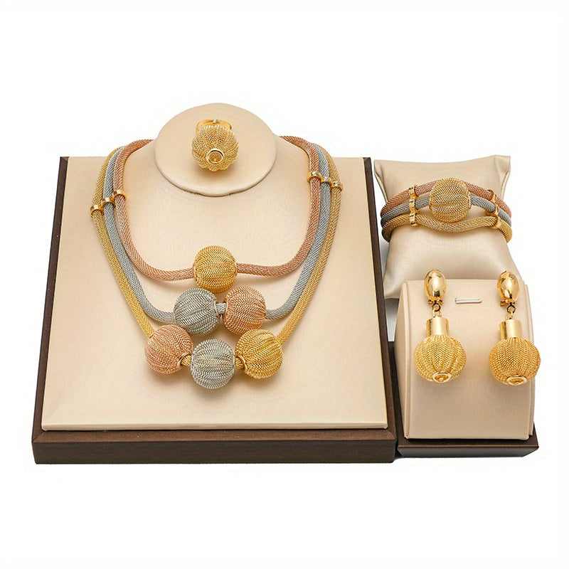 Bridal Jewelry Set Necklace Earrings Ring Bangle Rhinestones Zinc Alloy Wedding Accessories