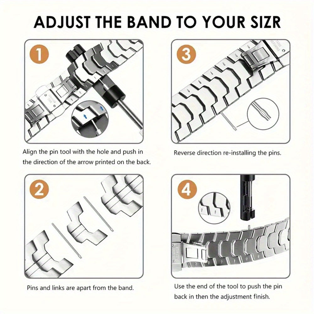 Men's Stainless Steel Metal Watch Strap for 38mm to 49mm Smartwatches Wide Body Compatible with Series 1-10 and Ultra 2