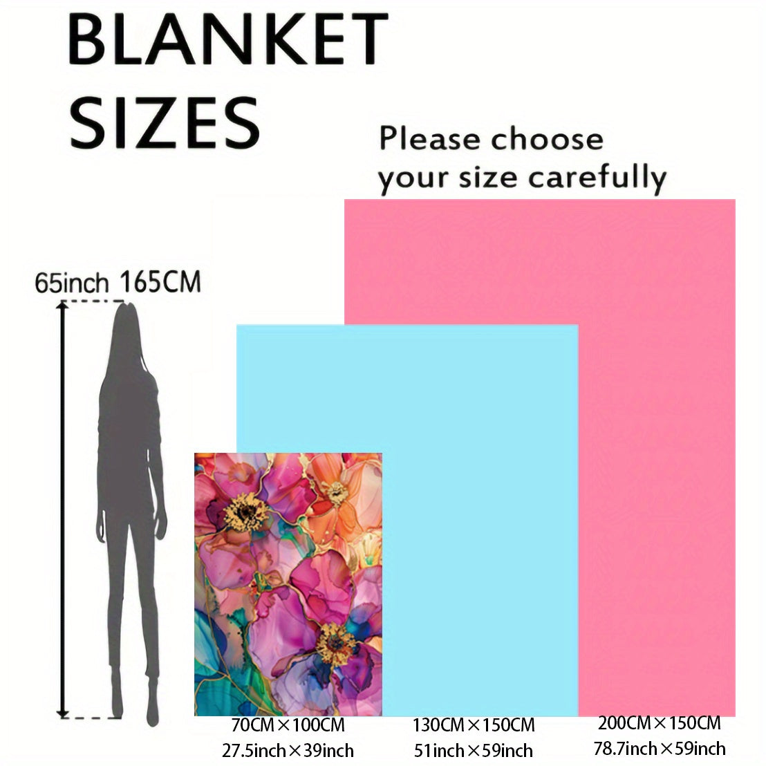 Cozy Floral Print Fleece Blanket for Bed Sofa Travel All Seasons