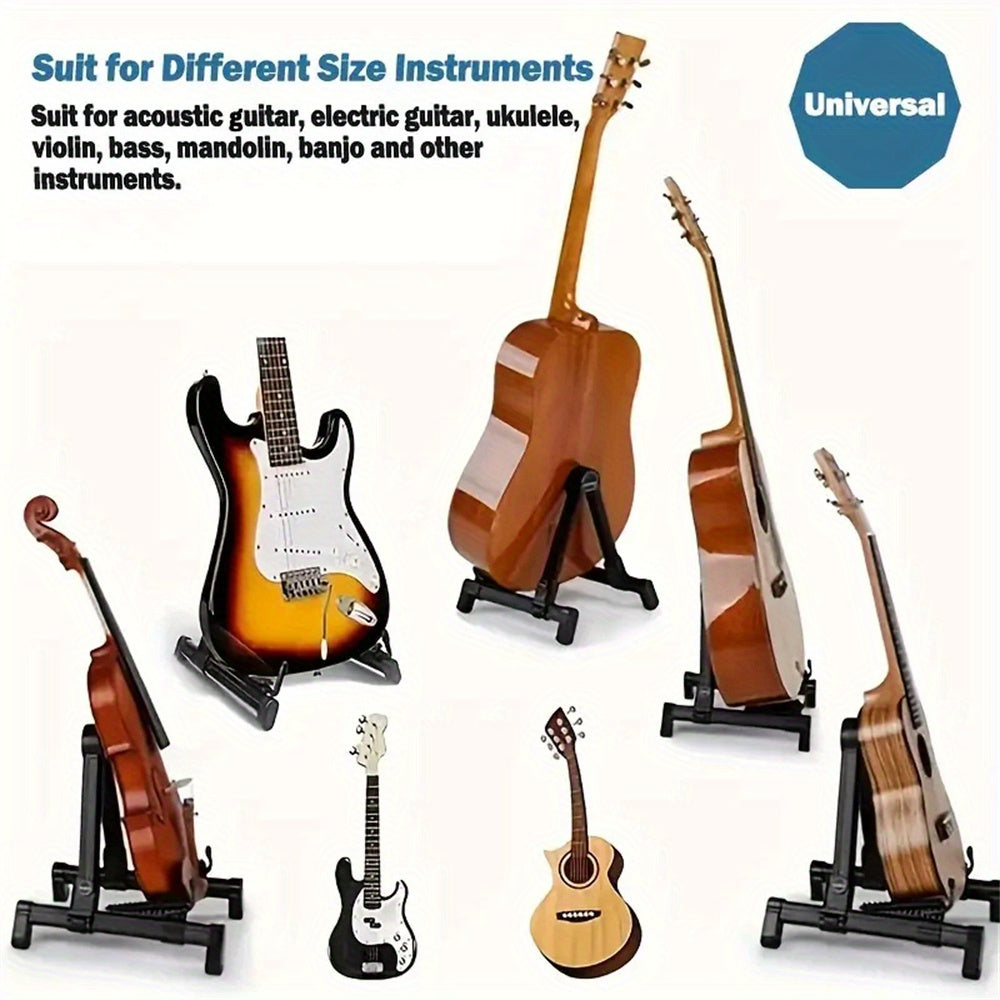 Soporte de instrumento plegable de ABS para guitarras, bajos, ukeleles y violines negro