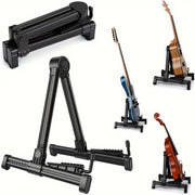 Soporte de instrumento plegable de ABS para guitarras, bajos, ukeleles y violines negro