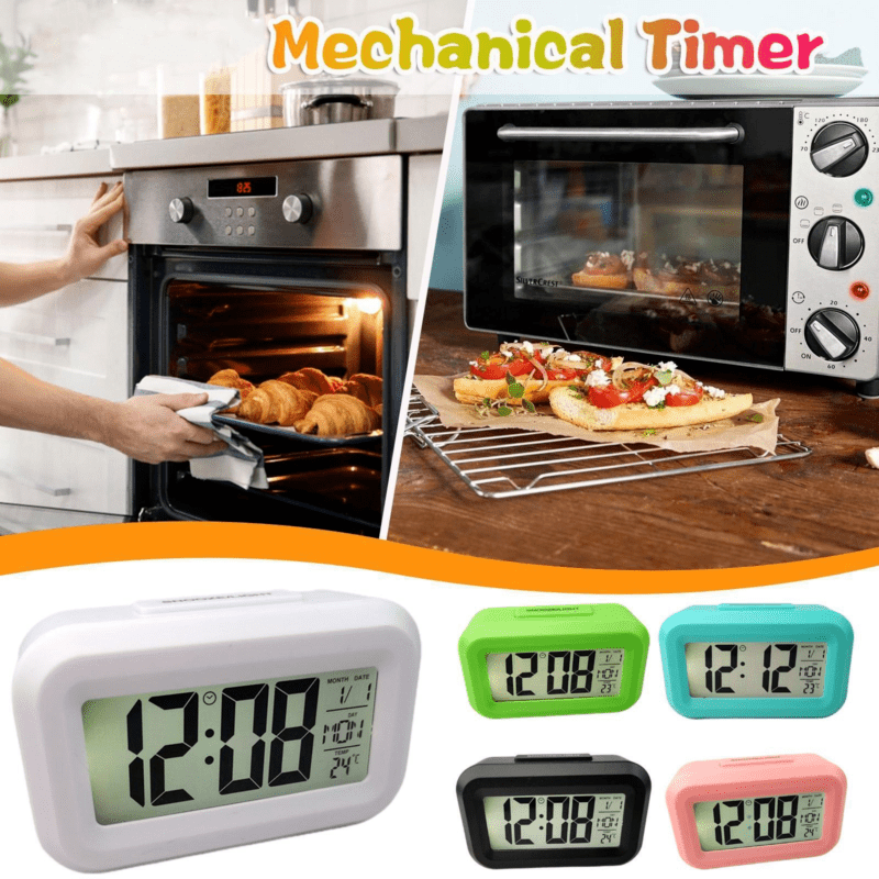 Digital Alarm Clock with Night Light Music Snooze Calendar and Thermometer